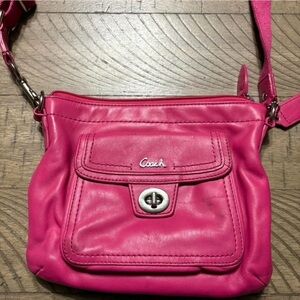 Coach Bright Pink Leather Crossbody with Turn-Lock Pocket